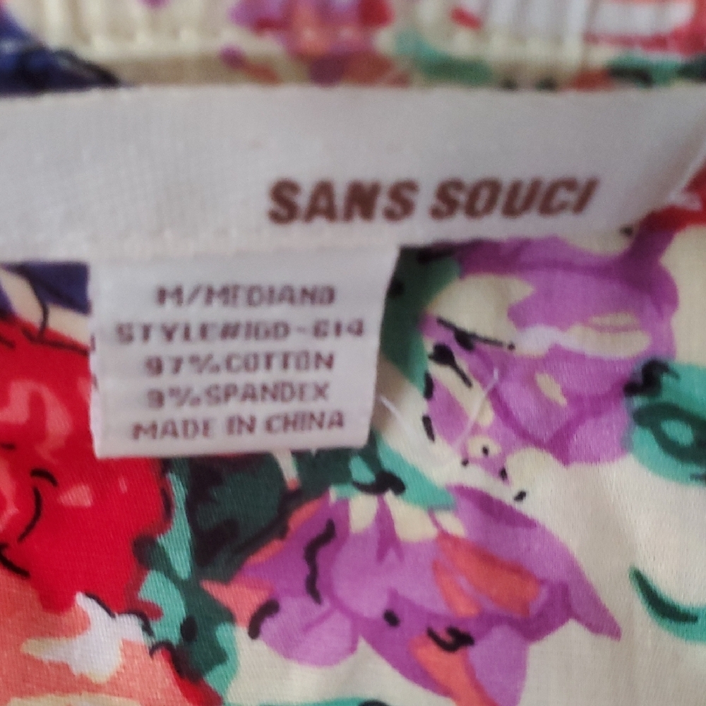 Sans Souci Pink and Green Pleated Strapless Sundress Sz M - Picture 13 of 17
